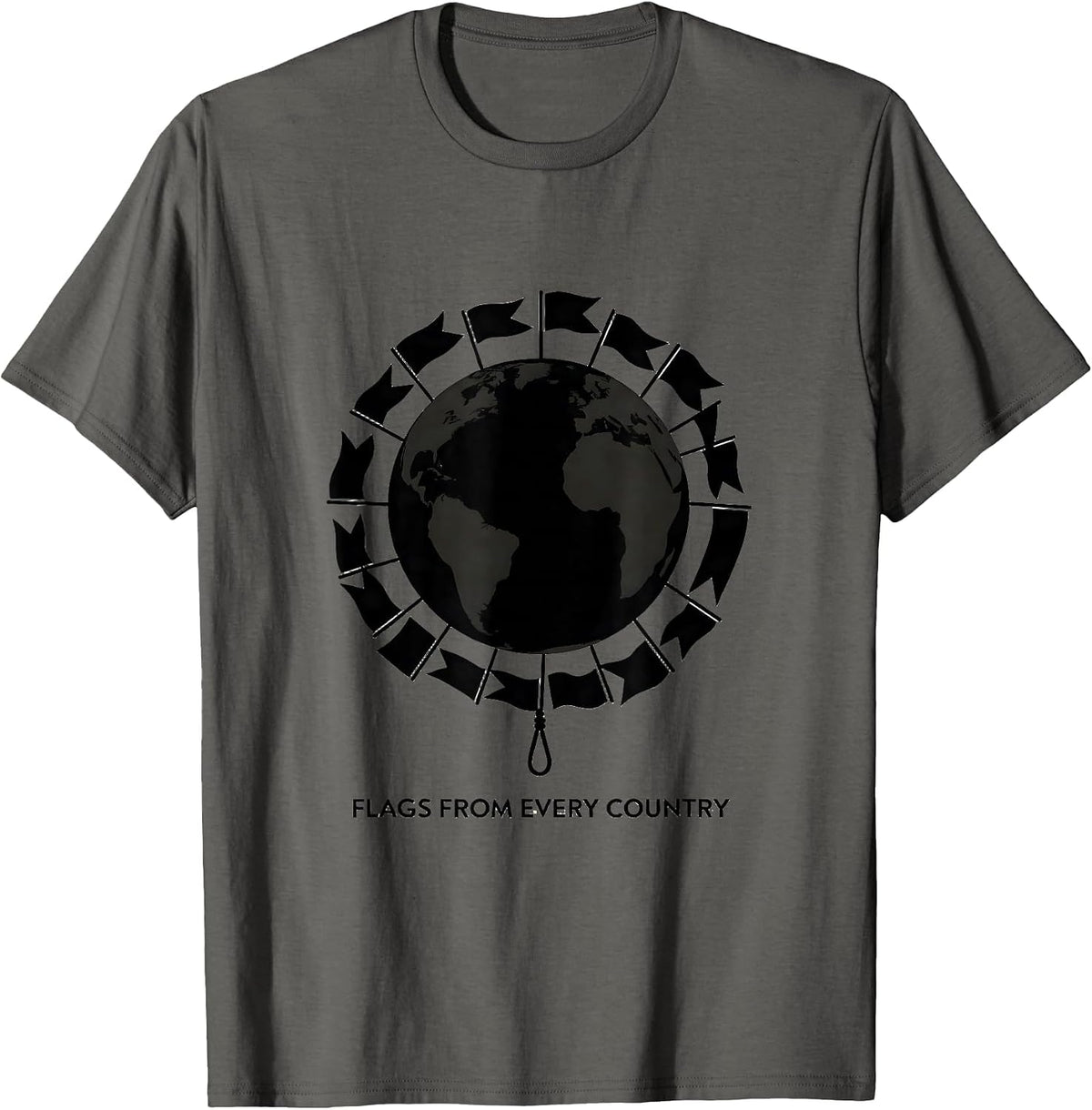 Flags From Every Country World Flags Global Unity Geography T-Shirt - Asphalt Grey