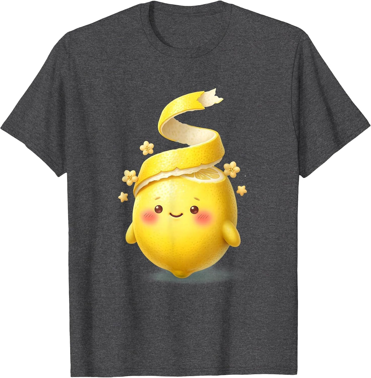 Lemon Peel Spiral Citrus Art Graphic Design T-Shirt - Dark Heather Grey