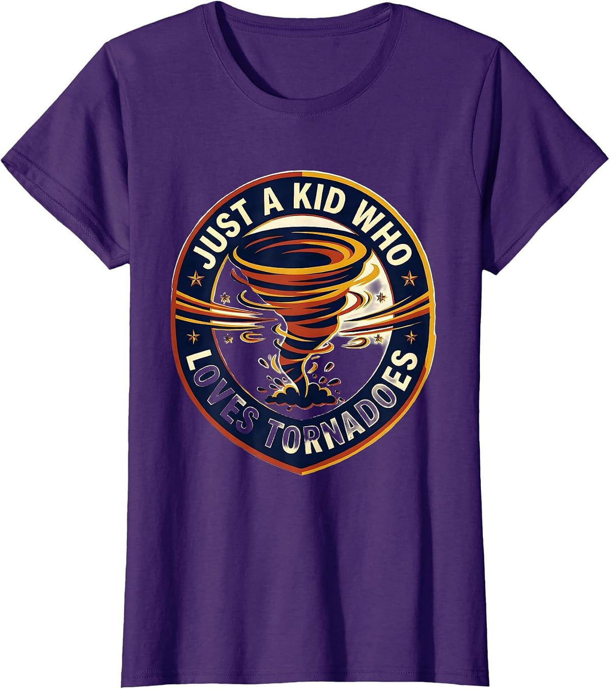 Women's Just A Kid Who Loves Tornadoes Funny Storm Chaser T-Shirt - Purple