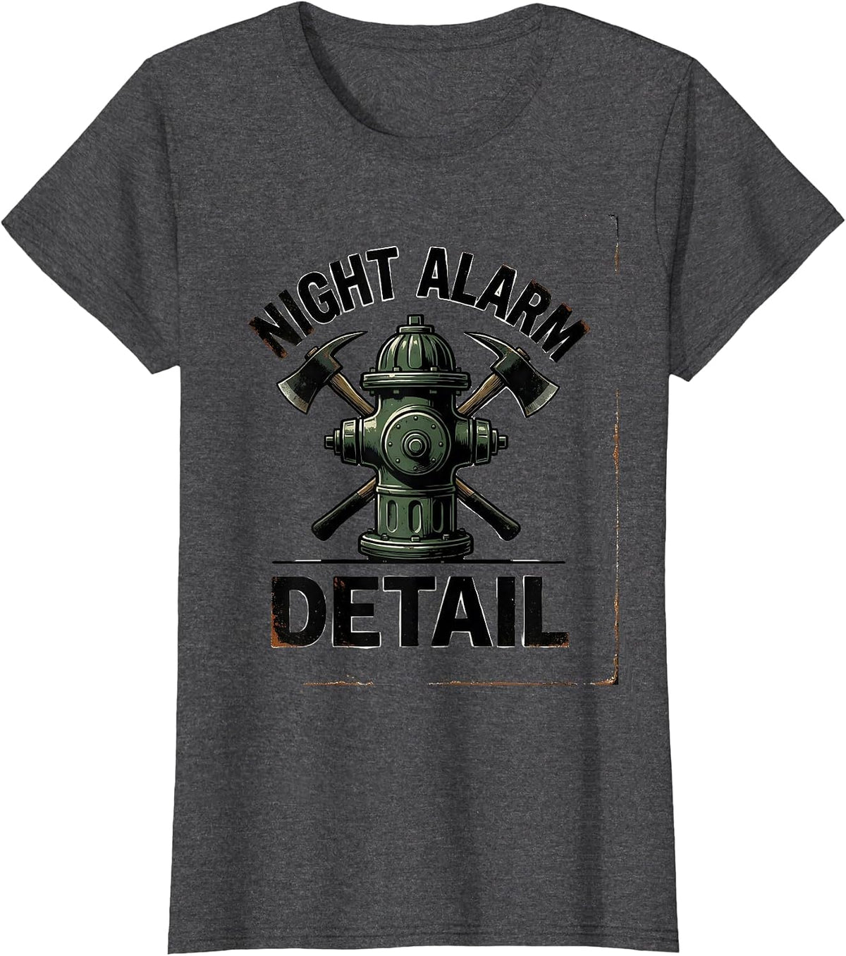 Women's Night Alarm Detail Vintage Firefighter Humor Fire Truck Gift T-Shirt - Dark Heather Grey