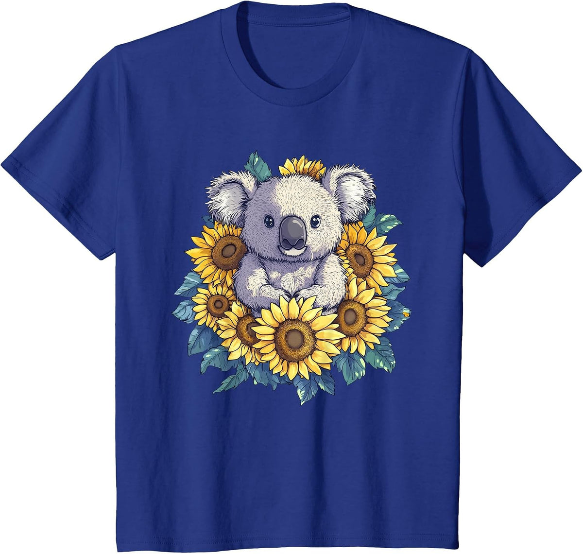 Sunflower Koala Bear Flower Gardening Floral T-Shirt - Royal Blue