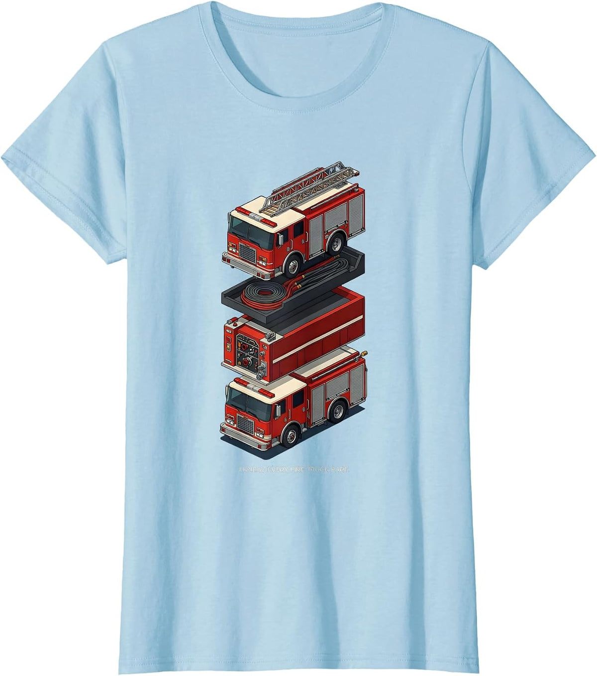 I Know Every Fire Truck Part Kids Firefighter Fire Truck 3rd T-Shirt - Baby Blue