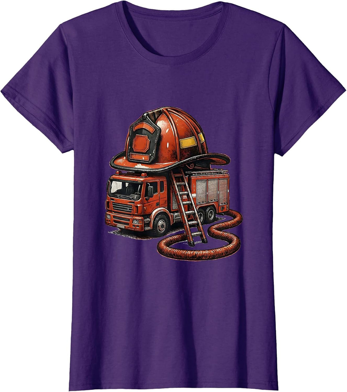 Women's Child Firefighter Helmet Fire Truck Toddler Boy T-Shirt - Purple