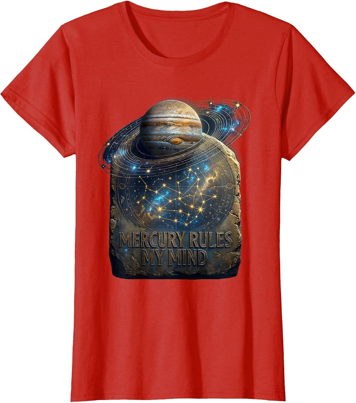 Mercury Rules My Mind Virgo Astrology Design T-Shirt - Red