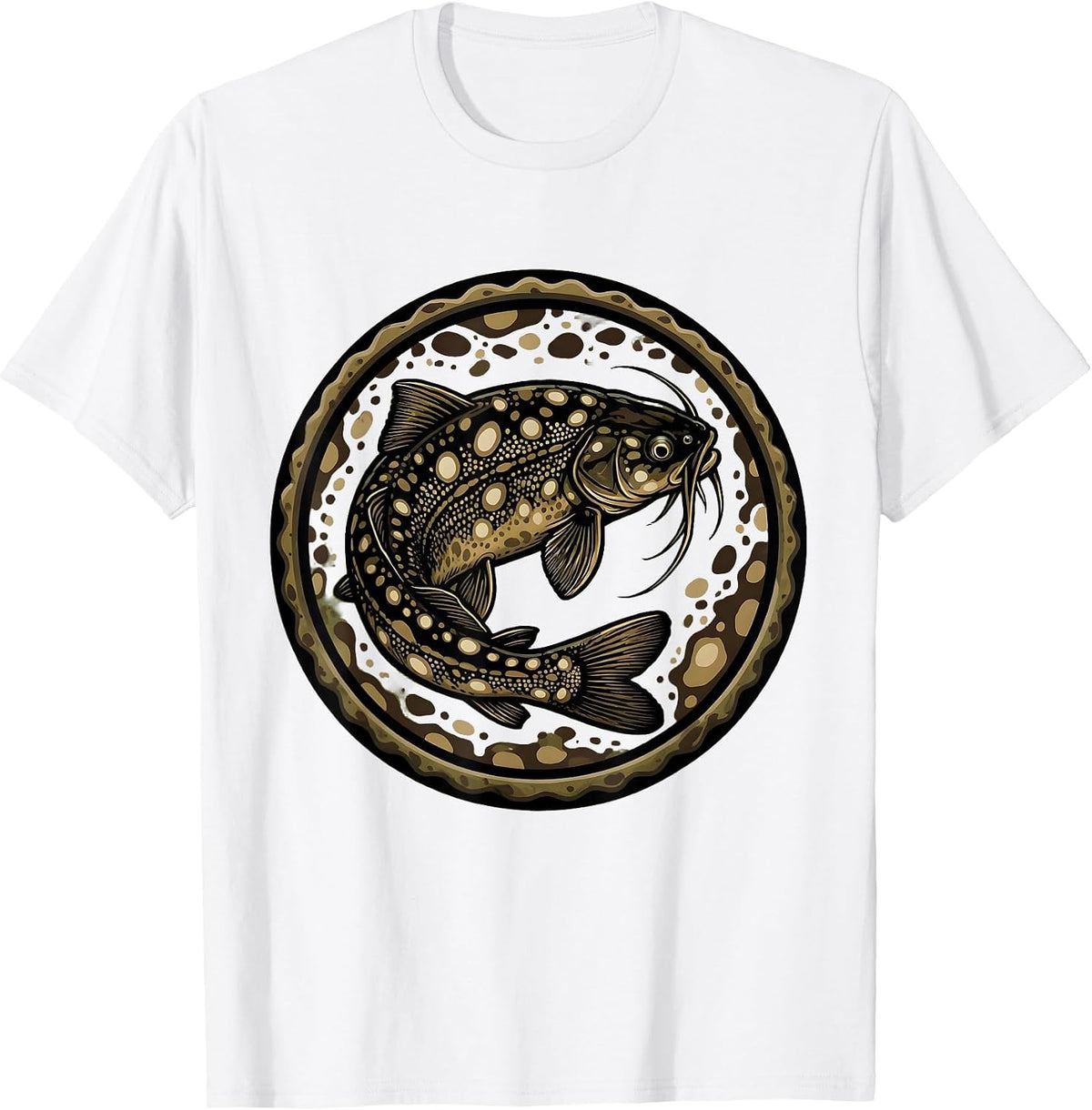 Men's Camo Catfish Muddy River Bottom Illustration T-Shirt - White