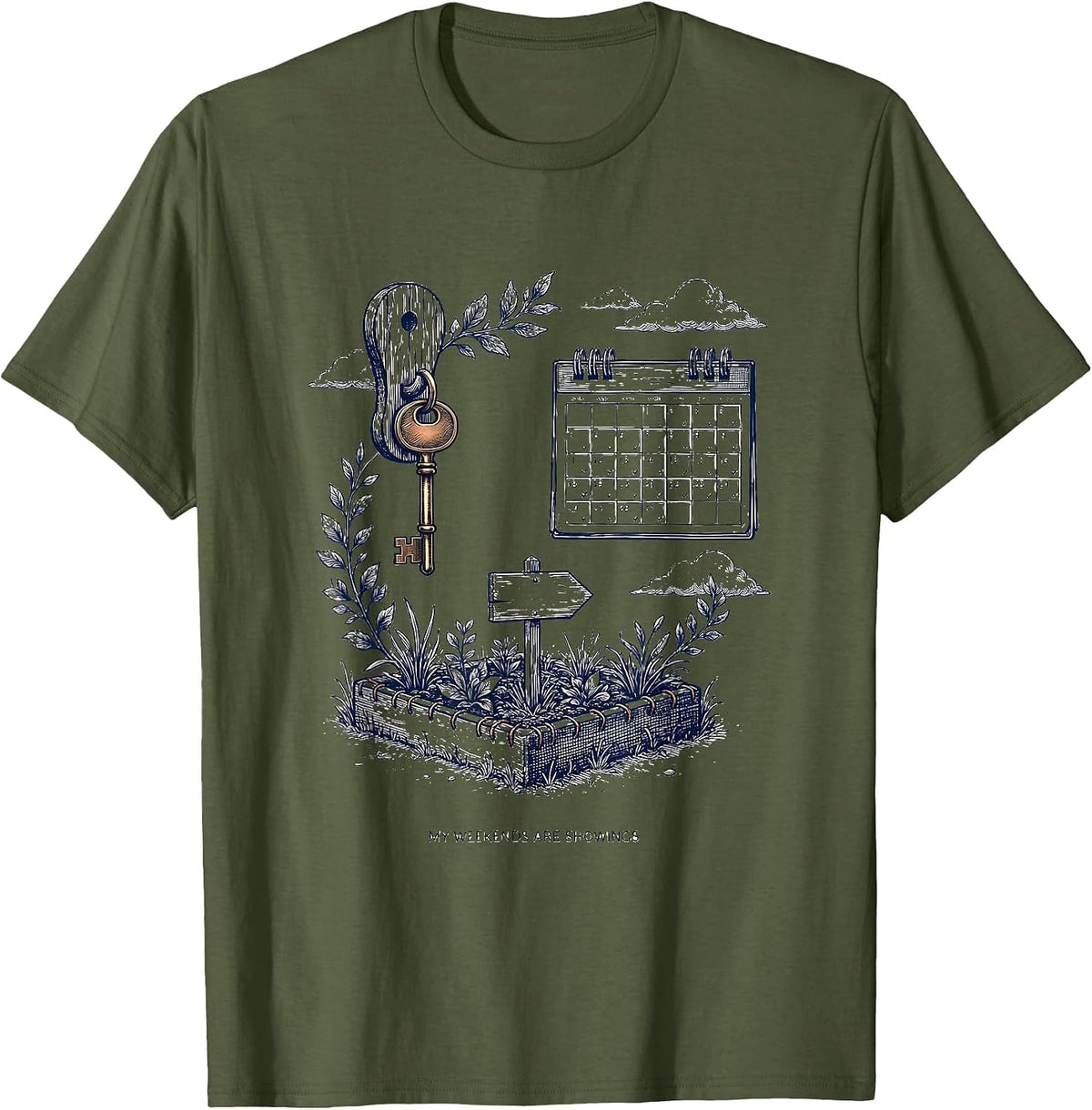 Men's My Weekends Are Showings Funny Realtor Real Estate Agent T-Shirt - Olive Green