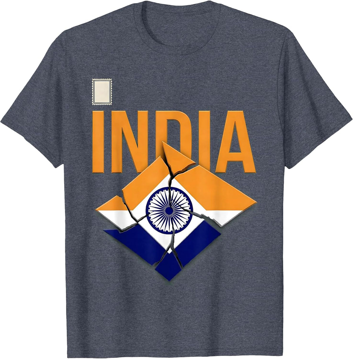 INDIA Flag Tricolor Patriotic Independence Day T-Shirt - Heather Blue