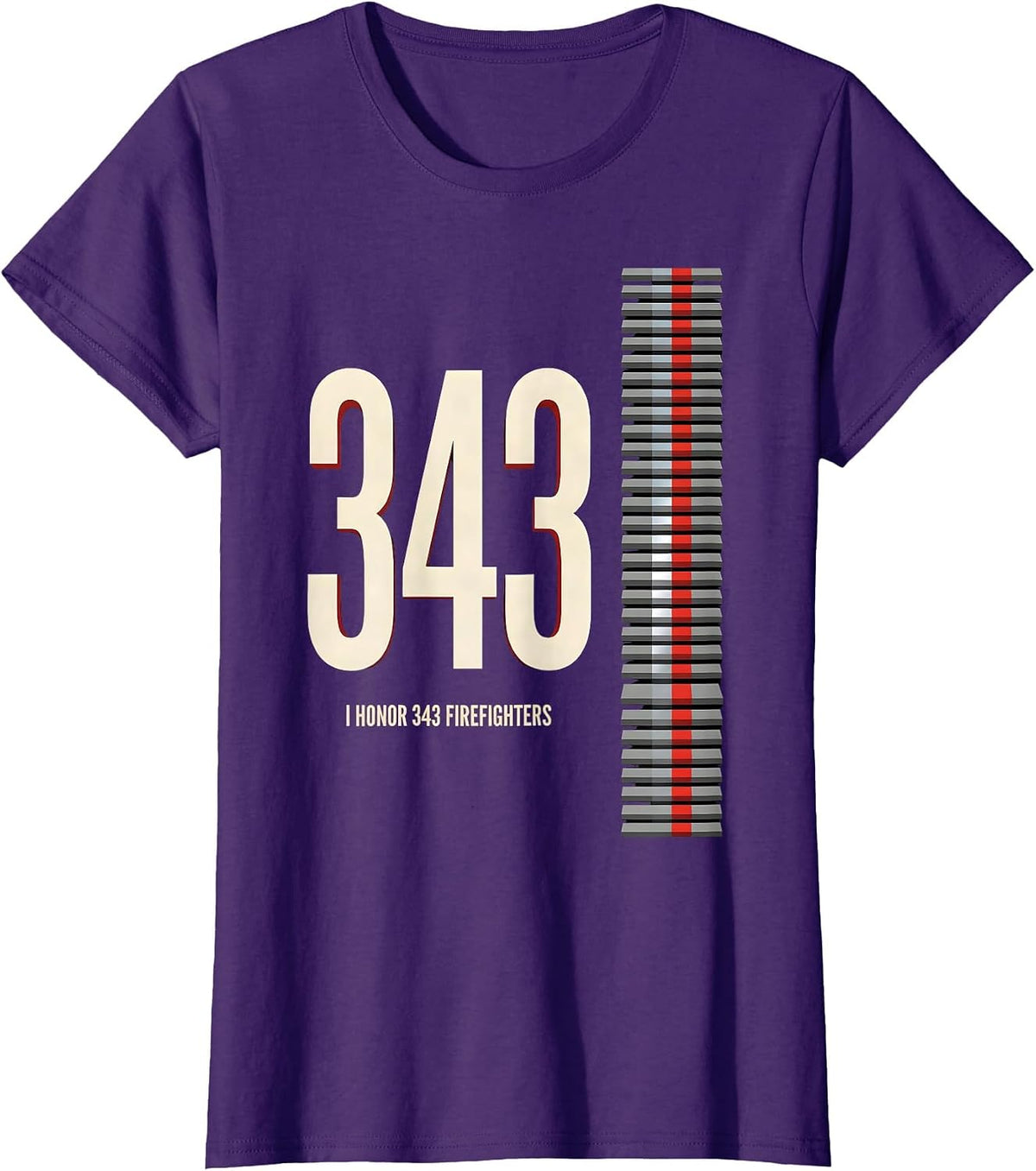 Women's I Honor 343 Firefighters Patriotic Tribute September 11 T-Shirt - Purple
