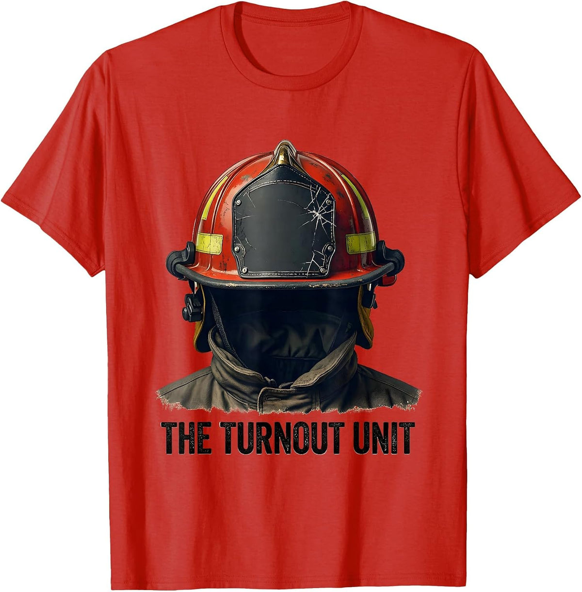 Men's THE TURNOUT UNIT Distressed Firefighter Humor Gift T-Shirt - Red