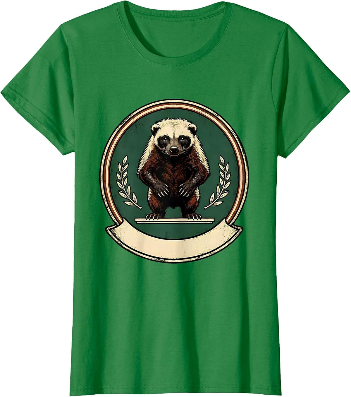 Women's Honey Badger Vintage Funny Animal Humor T-Shirt - Kelly Green