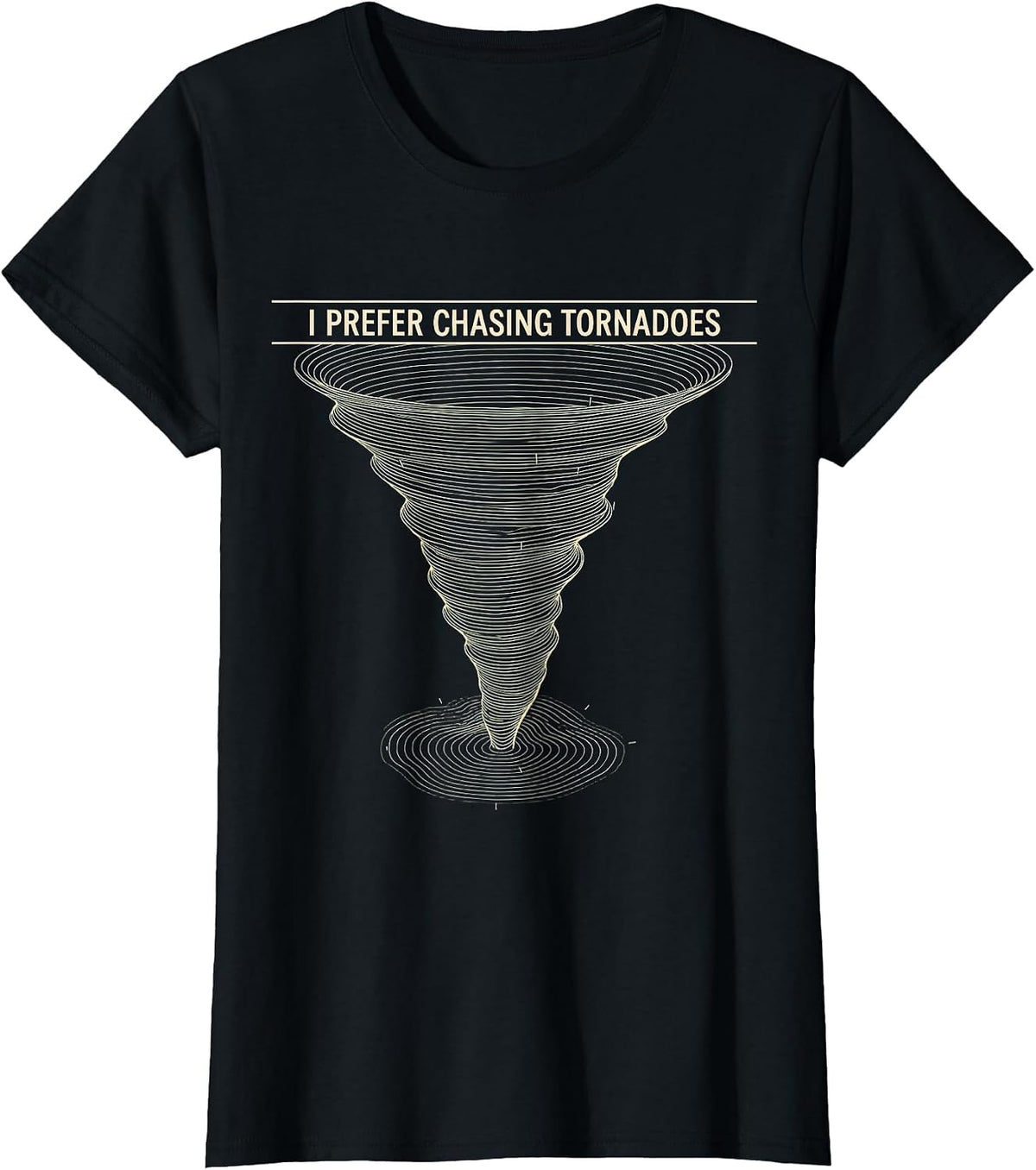 Women's I Prefer Chasing Tornadoes Topographic Contour Storm Chaser T-Shirt - Black