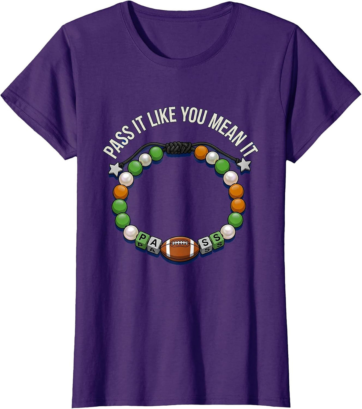 Women's Pass It Like You Mean It Rugby Graphic Design T-Shirt - Purple