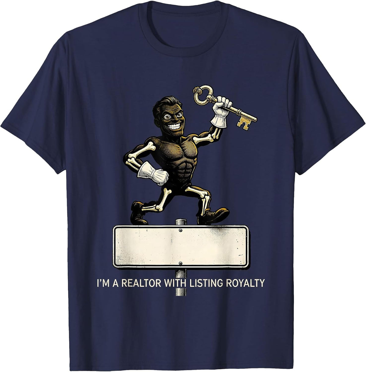 Men's I'm A Realtor With Listing Royalty Funny Real Estate Agent T-Shirt - Navy Blue