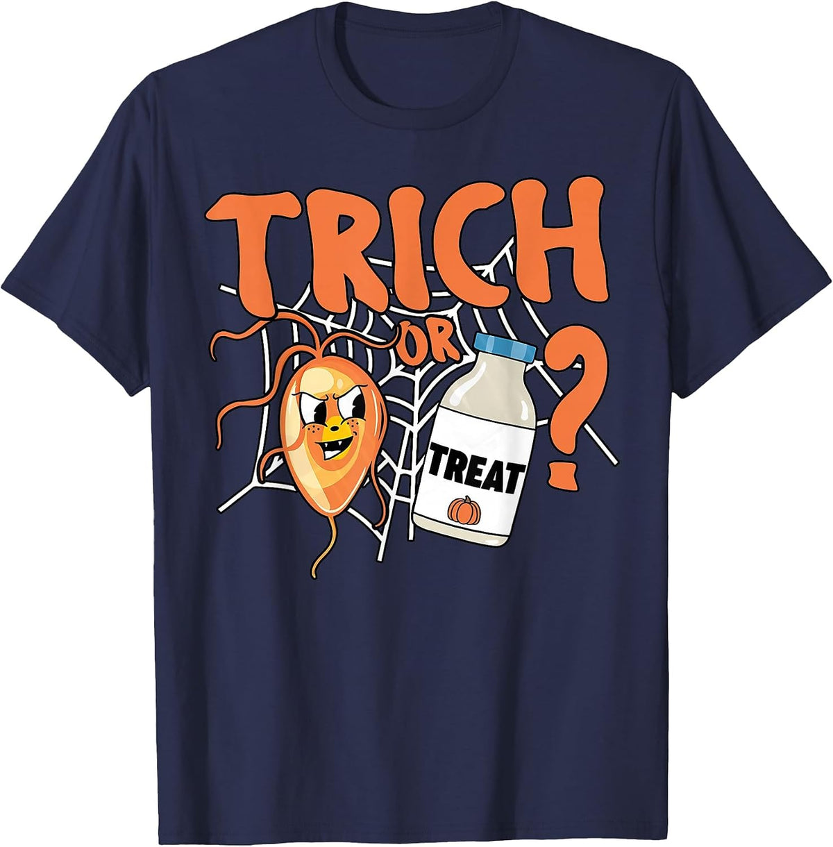 Halloween Medical Lab Science Microbiology Scientist Teacher T-Shirt - Navy Blue