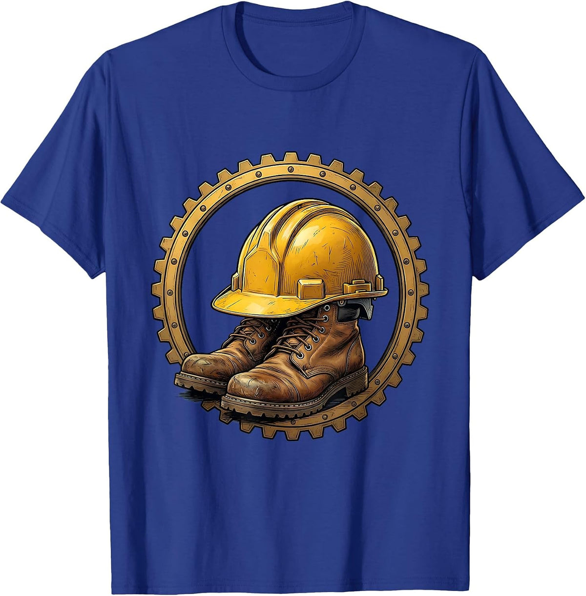 Hardhat and Work Boots Blue Collar Graphic T-Shirt - Royal Blue