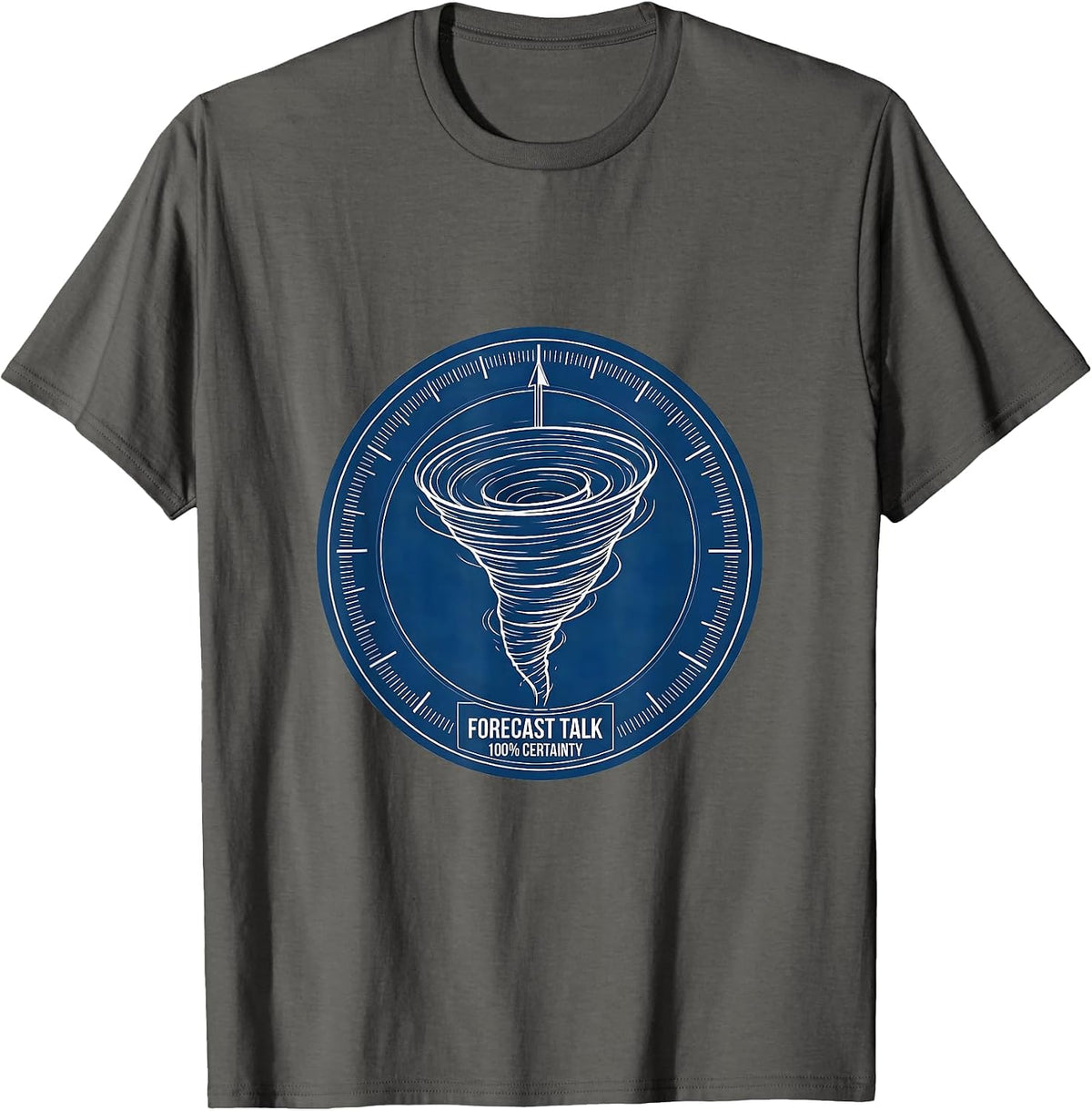Forecast Talk 100% Certainty Technical Blueprint Tornado T-Shirt - Asphalt Grey