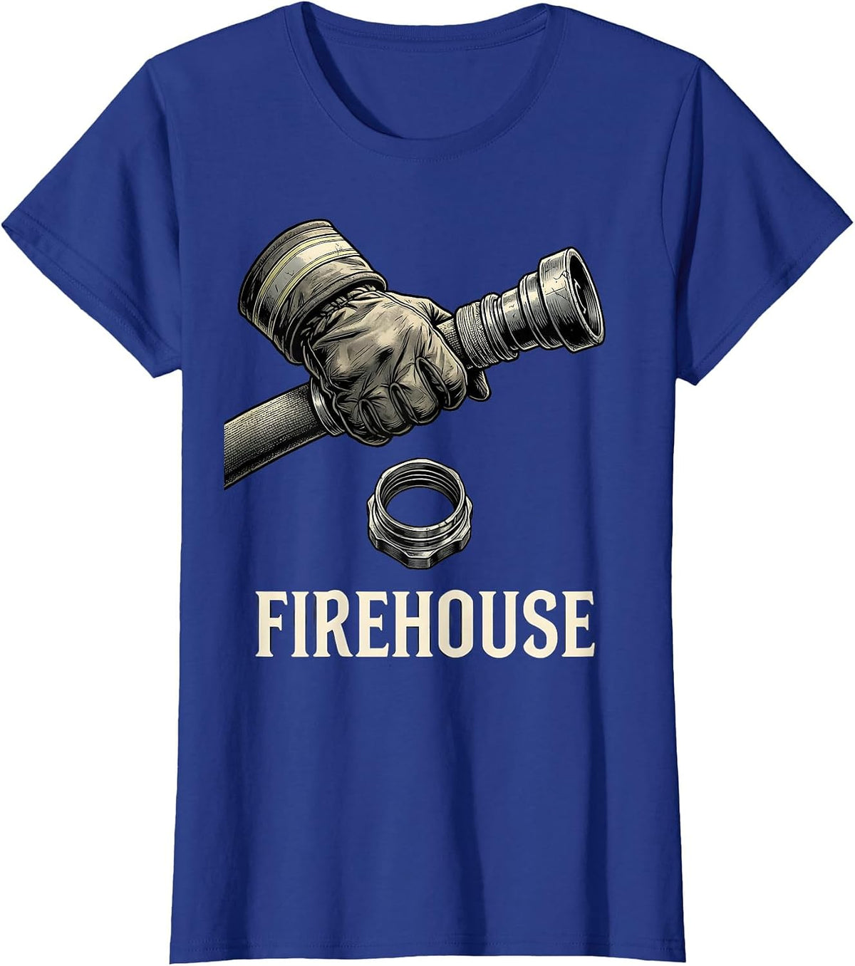 Women's FIREHOUSE Monochromatic Firefighter Pride Crew Memorial T-Shirt - Royal Blue