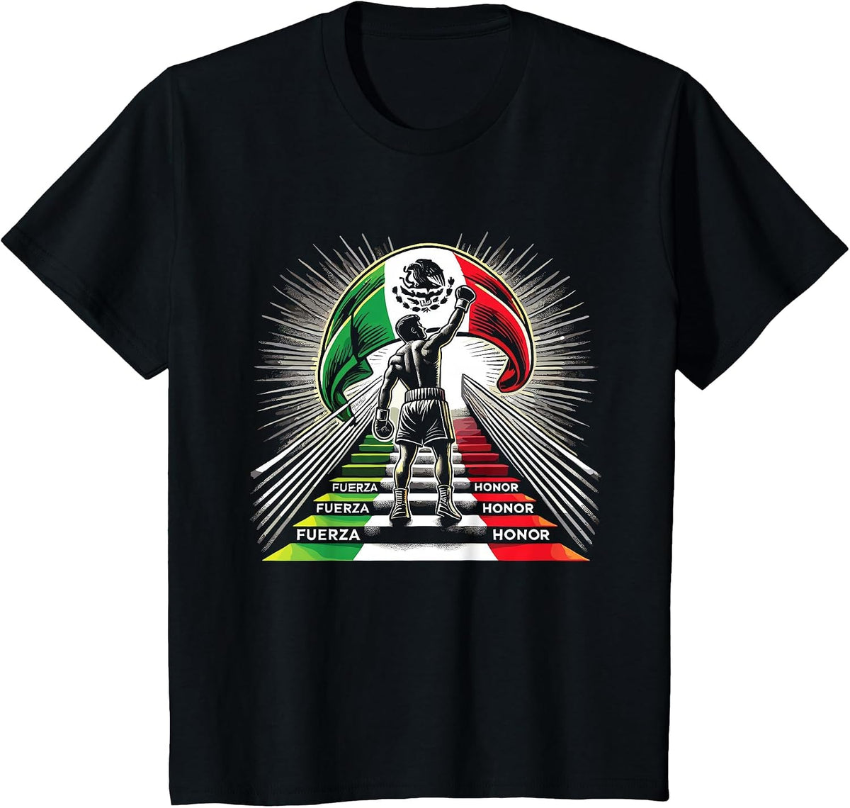 Mexican Boxing Fuerza Honor Spirit T-Shirt - Black