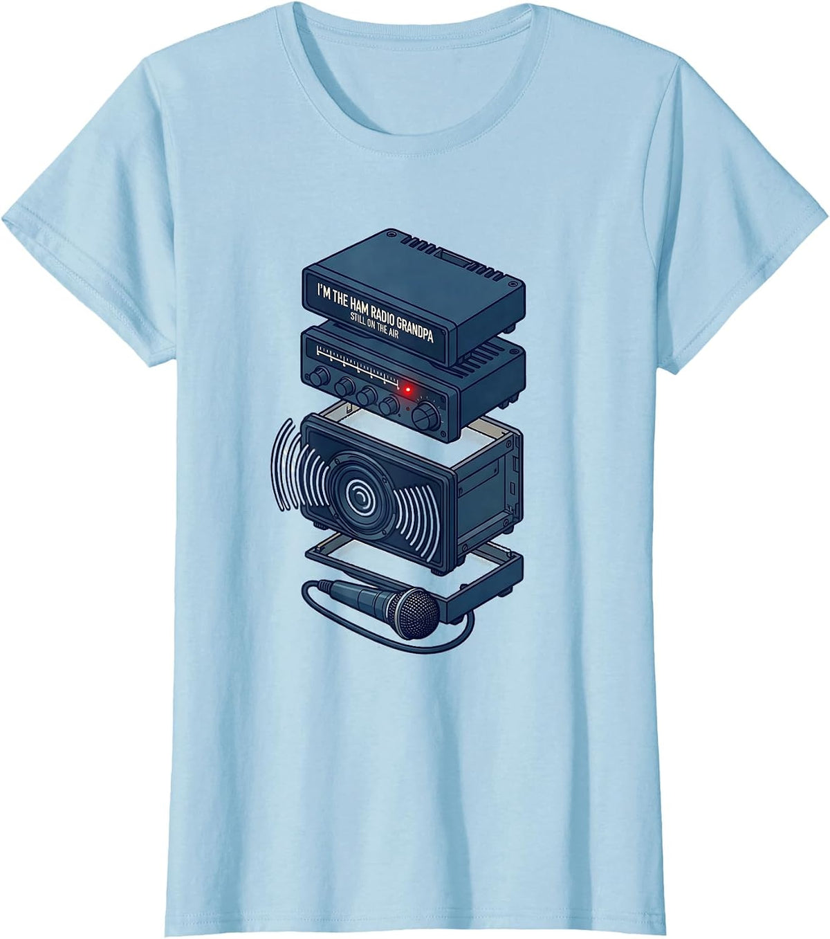 Women's I'm The Ham Radio Grandpa, Still On The Air Grandpa T-Shirt - Baby Blue
