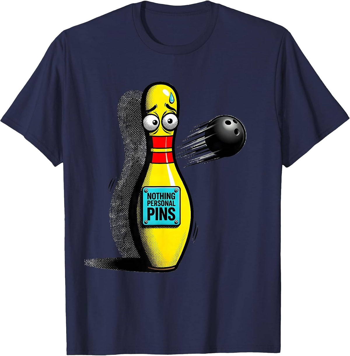 Nothing Personal Pins Pop Art Funny Bowling Bowler T-Shirt - Navy Blue