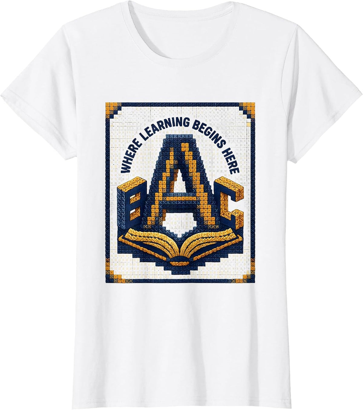 Where Learning Begins Here ABCD Teacher Design T-Shirt - White