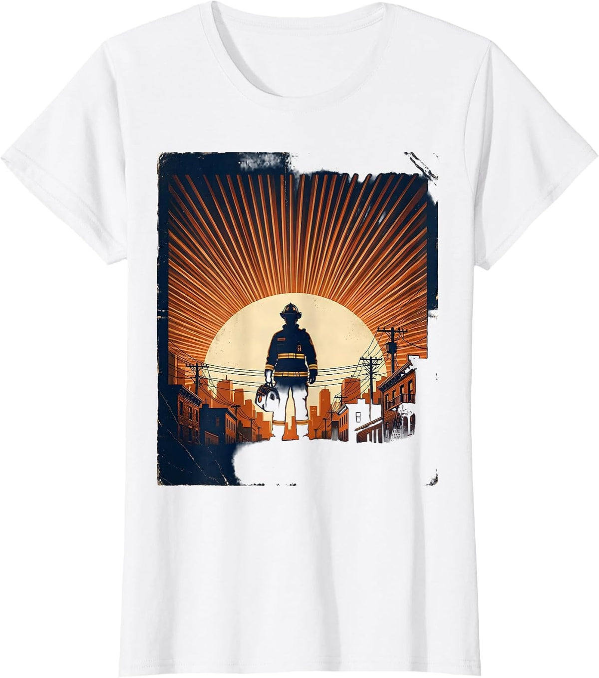 EMT Paramedic Silhouette Sunset Skyline Graphic T-Shirt - White