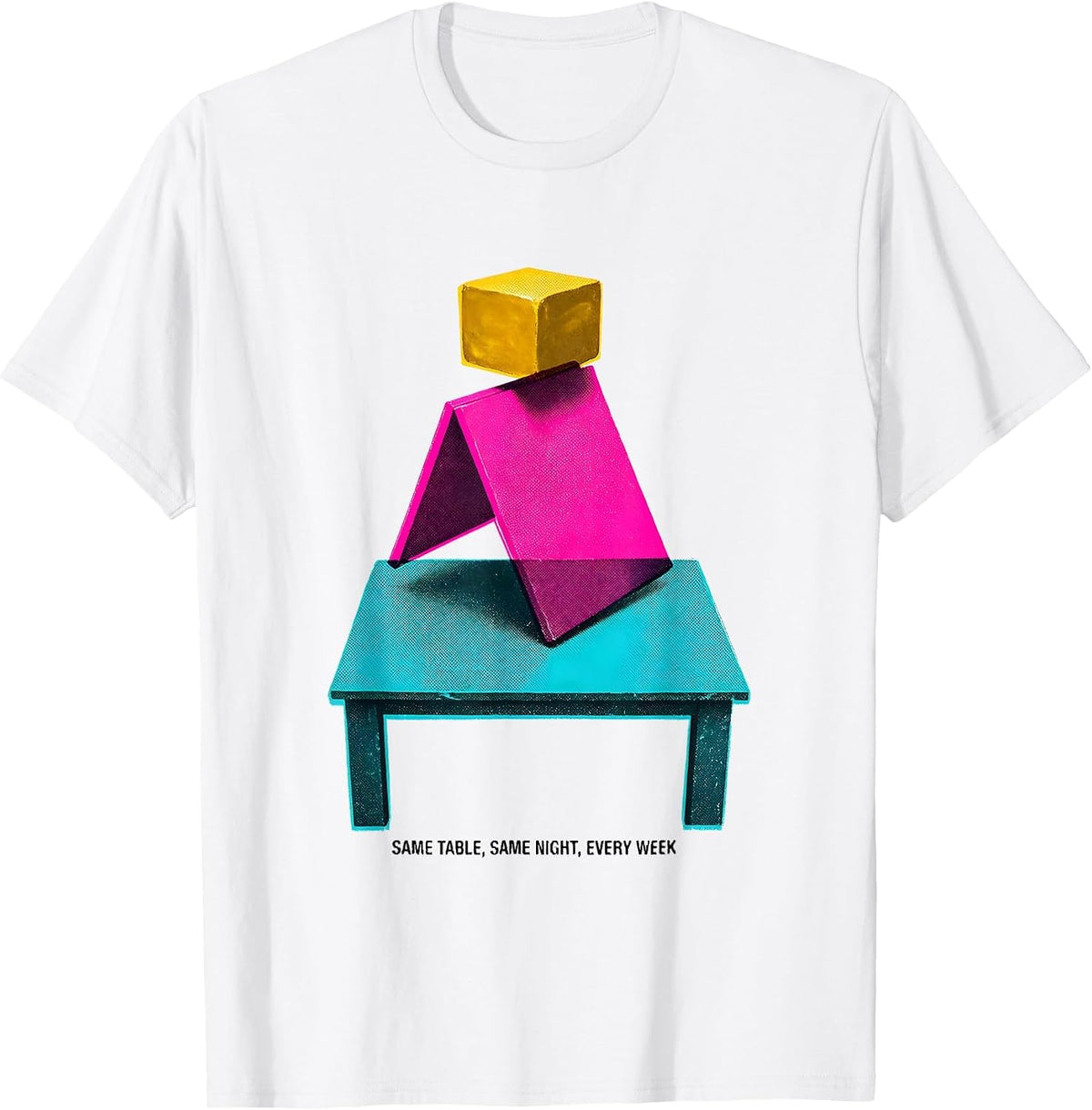 Men's Same Table Same Night Every Week Funny Billiards Pool Player T-Shirt - White