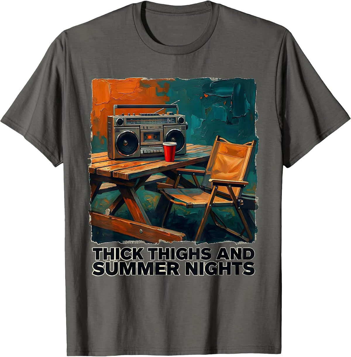 Thick Thighs and Summer Nights Sassy Body Positive R&B Vibes T-Shirt - Asphalt Grey
