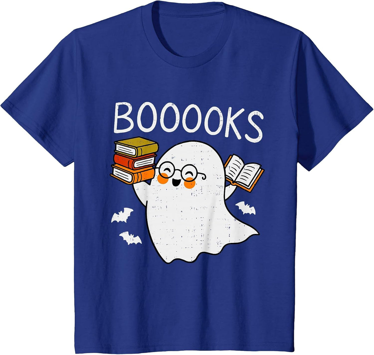 Booooks Ghost Reading Halloween Library Librarian Teacher T-Shirt - Royal Blue