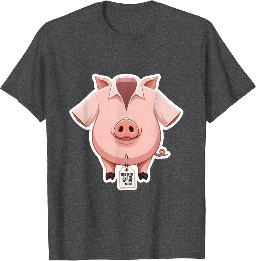 Men's This Shirt Is My Pig Costume Tonight Funny Pig Lover T-Shirt - Dark Heather Grey