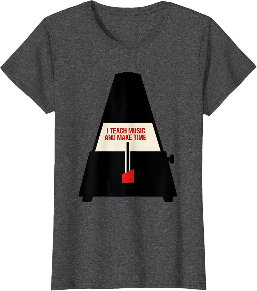 Women's I Teach Music And Make Time Funny Music Teacher Humor T-Shirt - Dark Heather Grey