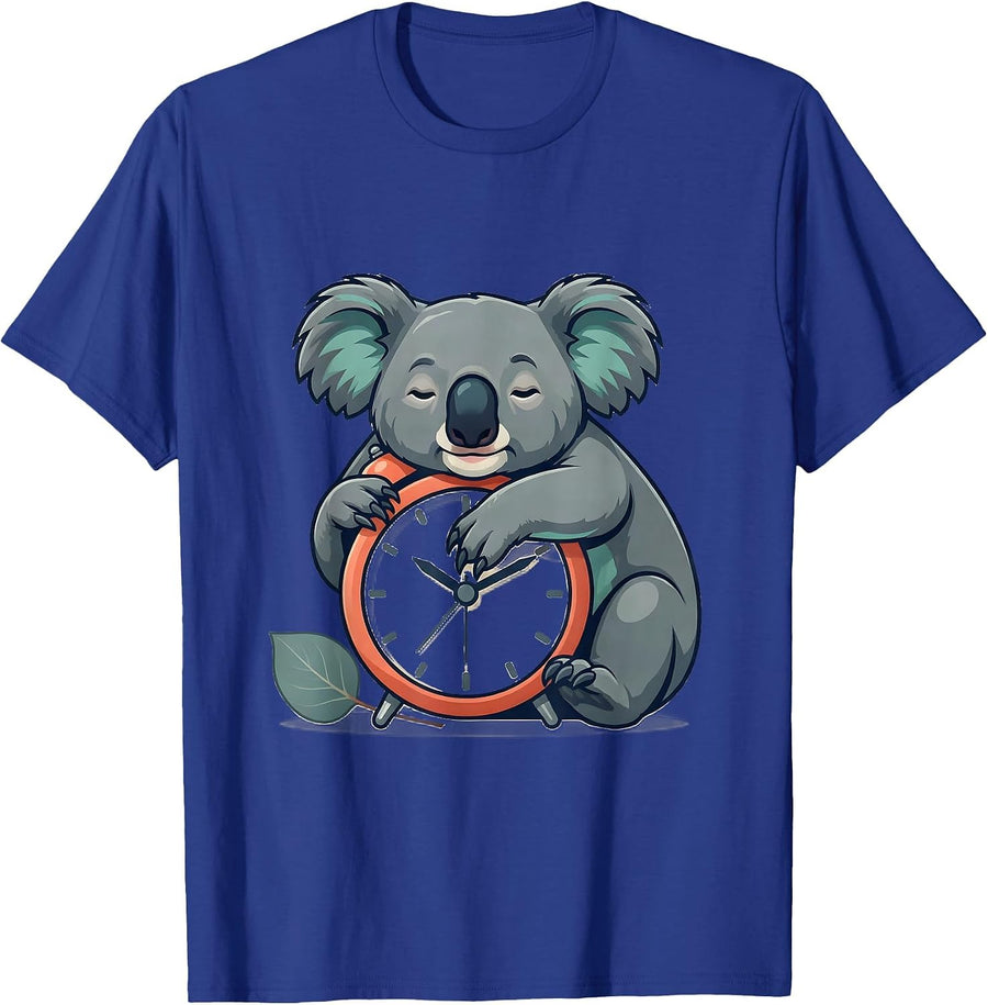 Rounded Koala Alarm Clock Funny Animal Lover Humor T-Shirt - Royal Blue