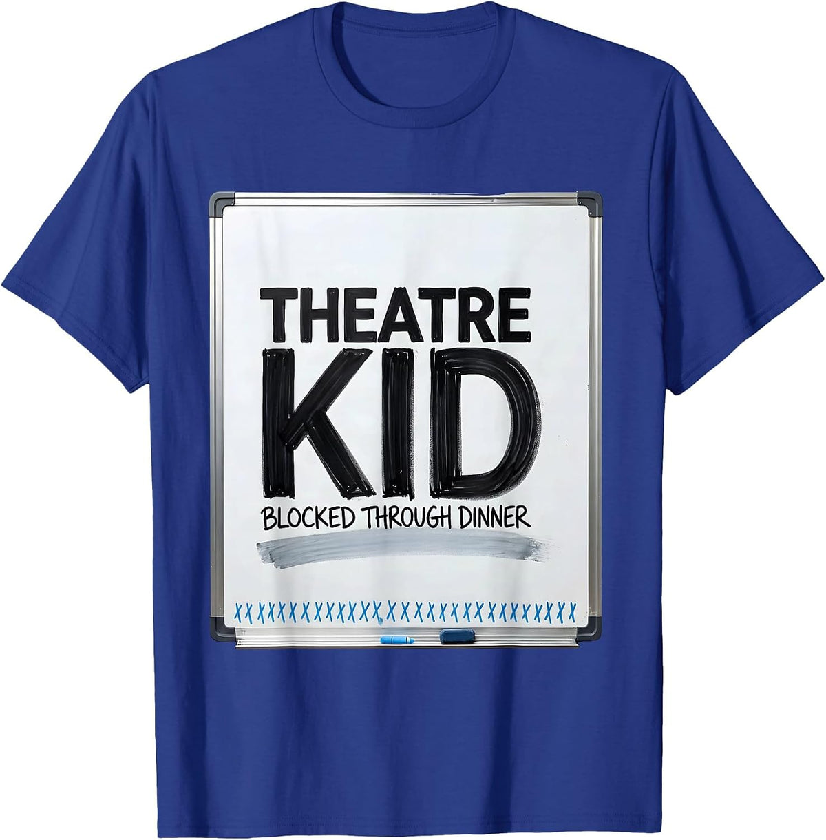 Men's Theatre Kid Blocked Through Dinner Funny Musical Theatre T-Shirt - Royal Blue