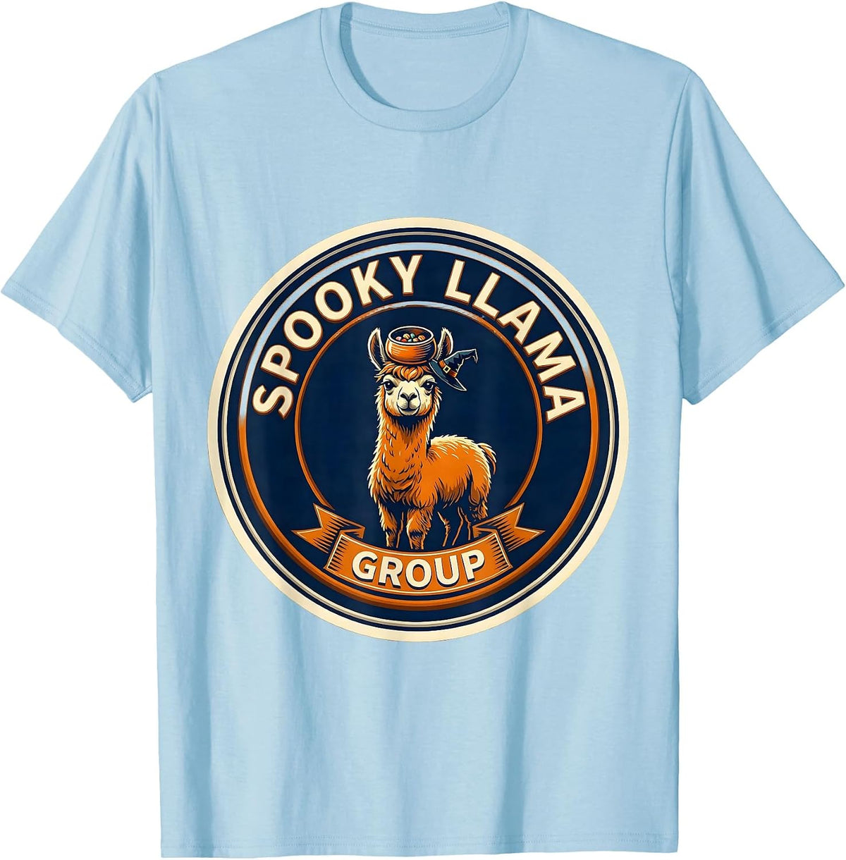 Men's Spooky Llama Group Funny Llama Lover Halloween Costume T-Shirt - Baby Blue