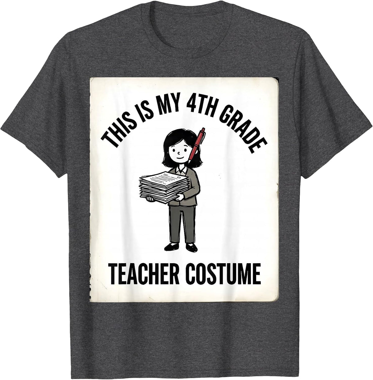 This Is My 4th Grade Teacher Costume Funny Halloween Humor T-Shirt - Dark Heather Grey