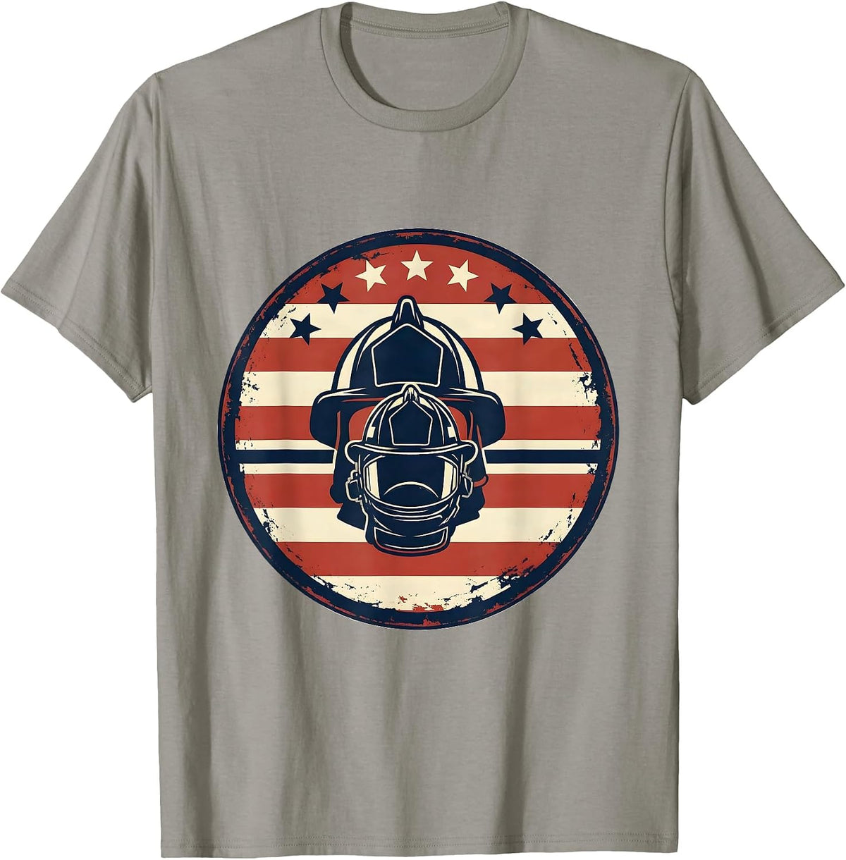 Men's Fire Helmet Pair Patriotic Dad Veteran Firefighter Gift T-Shirt - Slate Grey