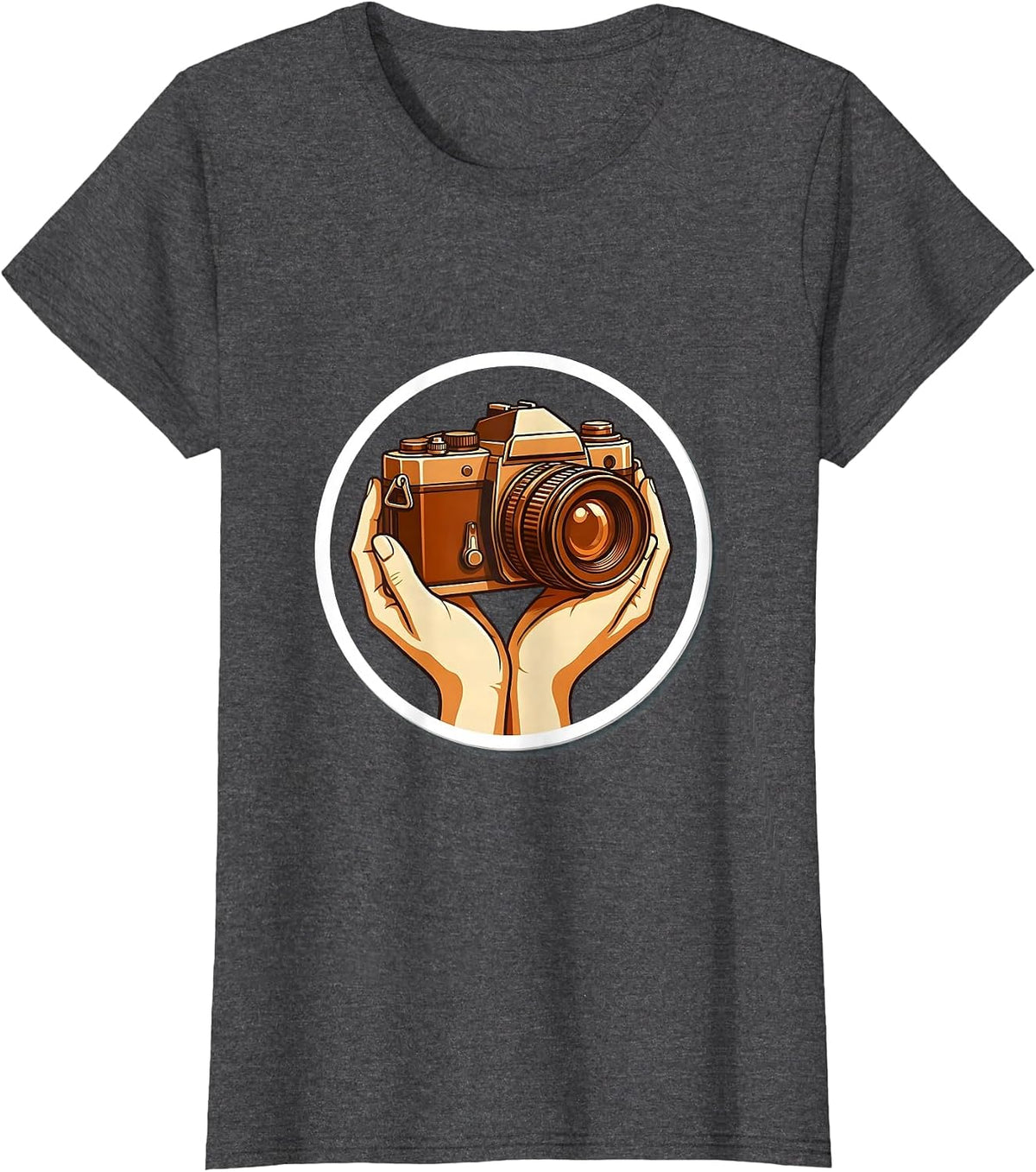 Women's Film Camera Love Analog Photography Graphic T-Shirt - Dark Heather Grey