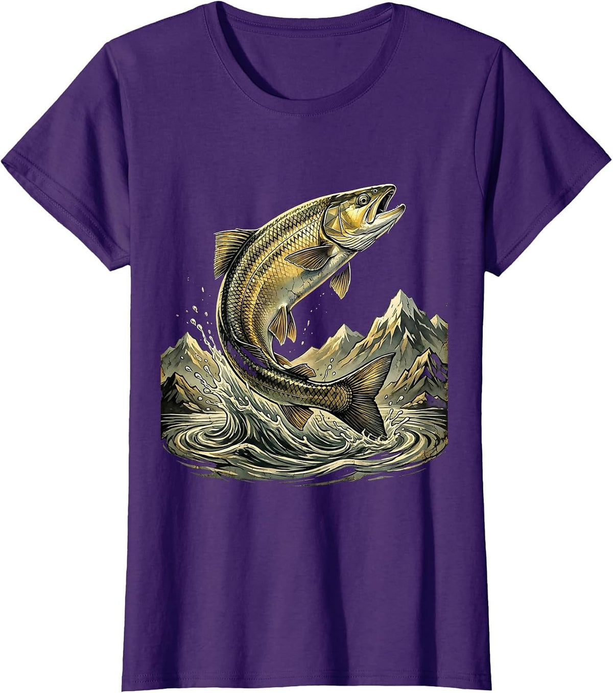Women's West Virginia Golden Trout Mountain Stream Design T-Shirt - Purple