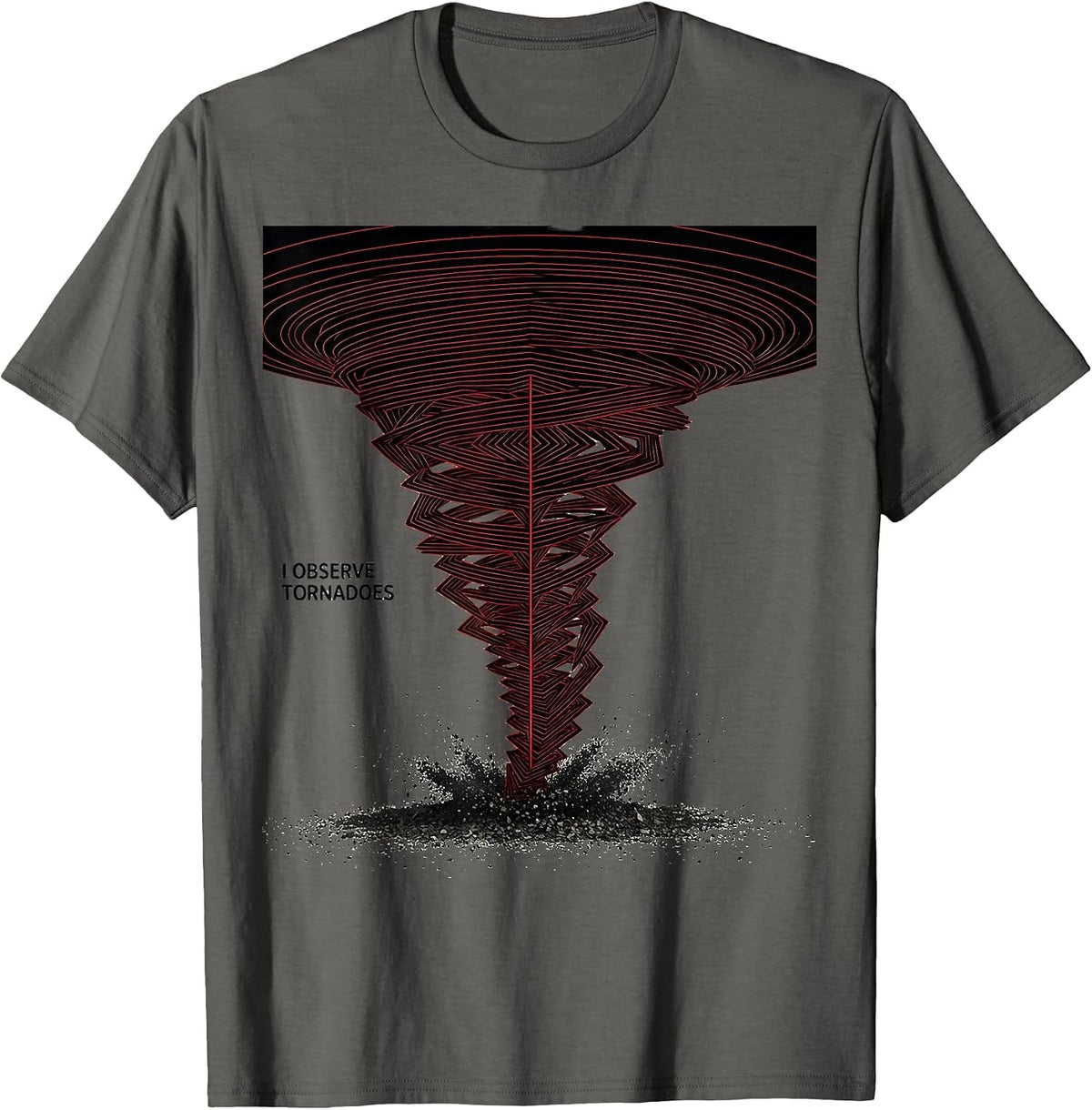 I Observe Tornadoes Swiss International Meteorology T-Shirt - Asphalt Grey