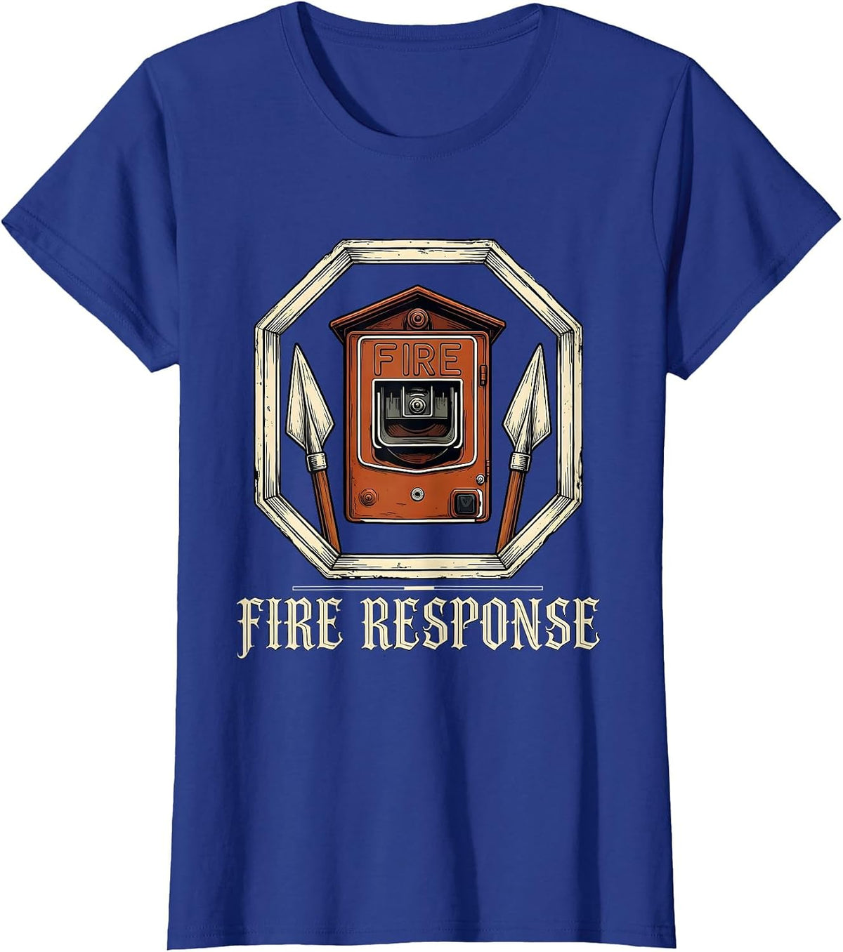 Women's FIRE RESPONSE Vintage Firefighter Department Pride Humor T-Shirt - Royal Blue