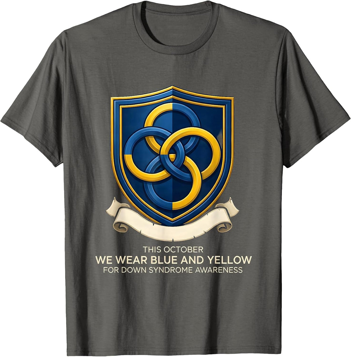 Men's This October We Wear Blue Yellow Down Syndrome Awareness T-Shirt - Asphalt Grey