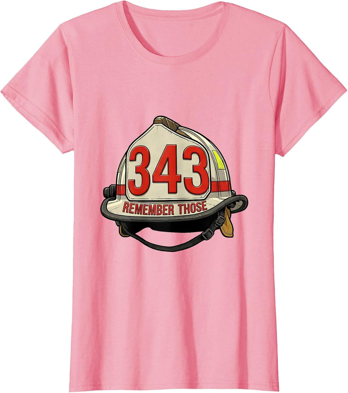 Women's Remember Those 343 Firefighter Pride Memorial Tribute T-Shirt - Pink