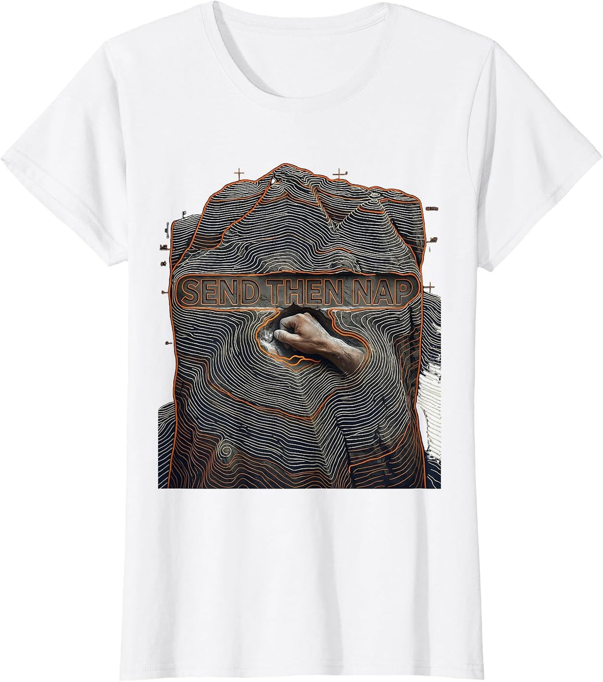 Send Then Nap Funny Rock Climbing Bouldering Vintage T-Shirt - White
