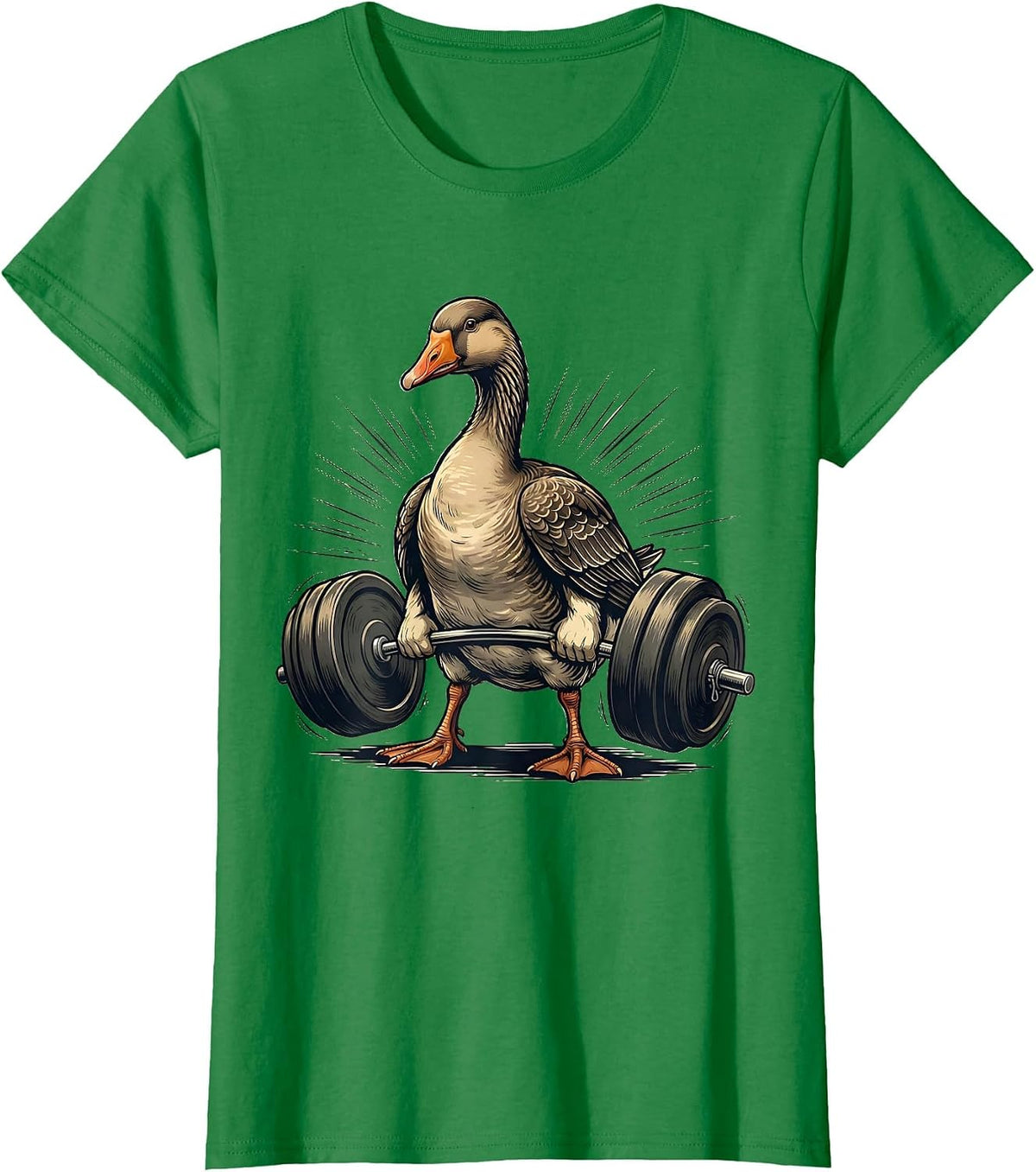Women's Round Goose Weightlifting Gym Humor Funny Workout T-Shirt - Kelly Green