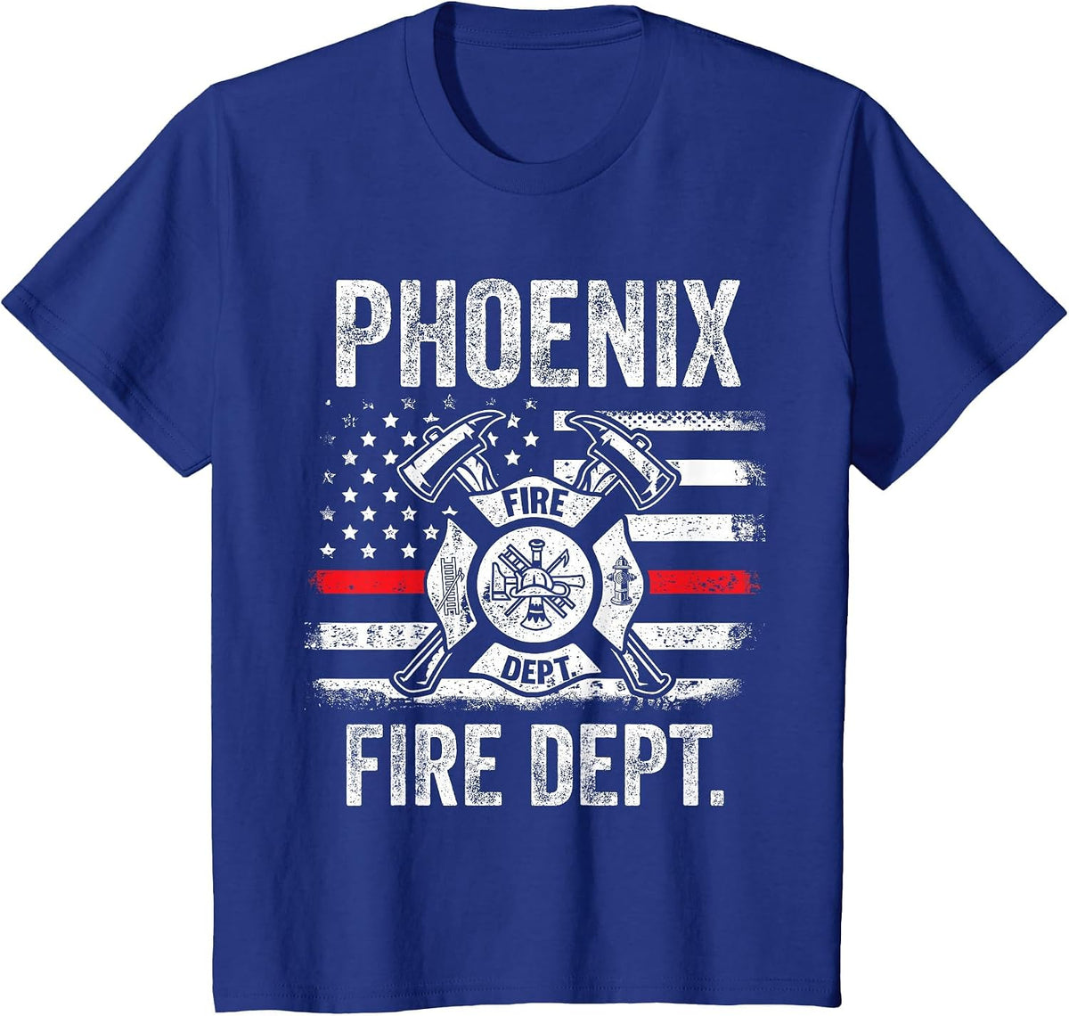 Phoenix Fire Department Thin Red Line Fireman T-Shirt - Royal Blue