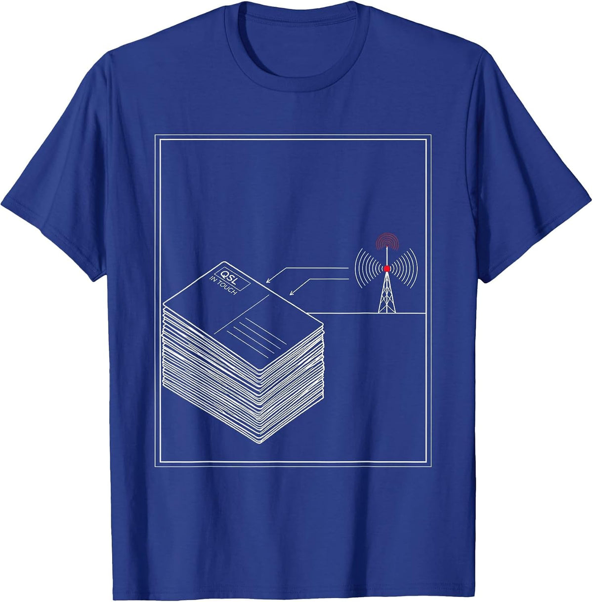 QSL In Touch Technical Blueprint Ham Radio Operator Humor T-Shirt - Royal Blue