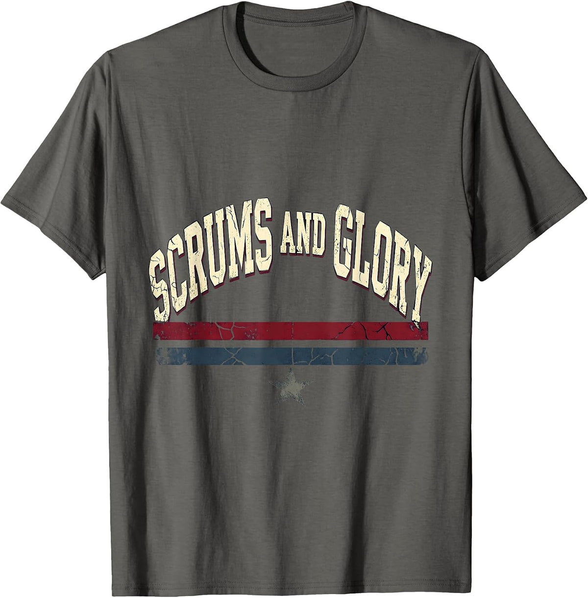 Scrums and Glory Rugby Graphic Design T-Shirt - Asphalt Grey