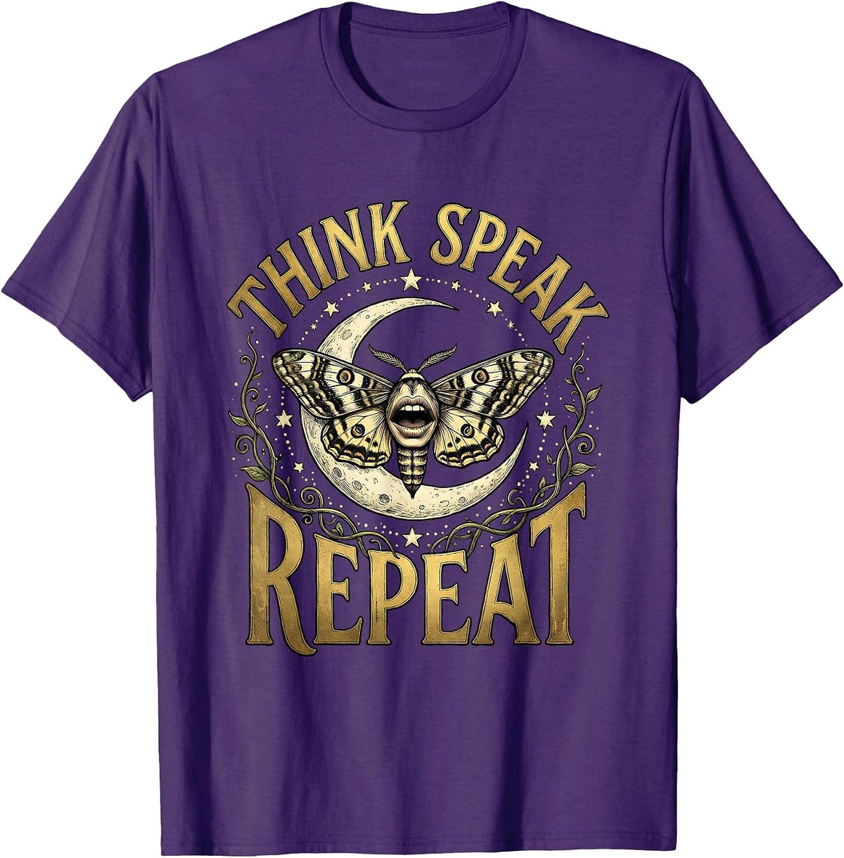 Men's Think Speak Repeat Free Speech Graphic Design T-Shirt - Purple