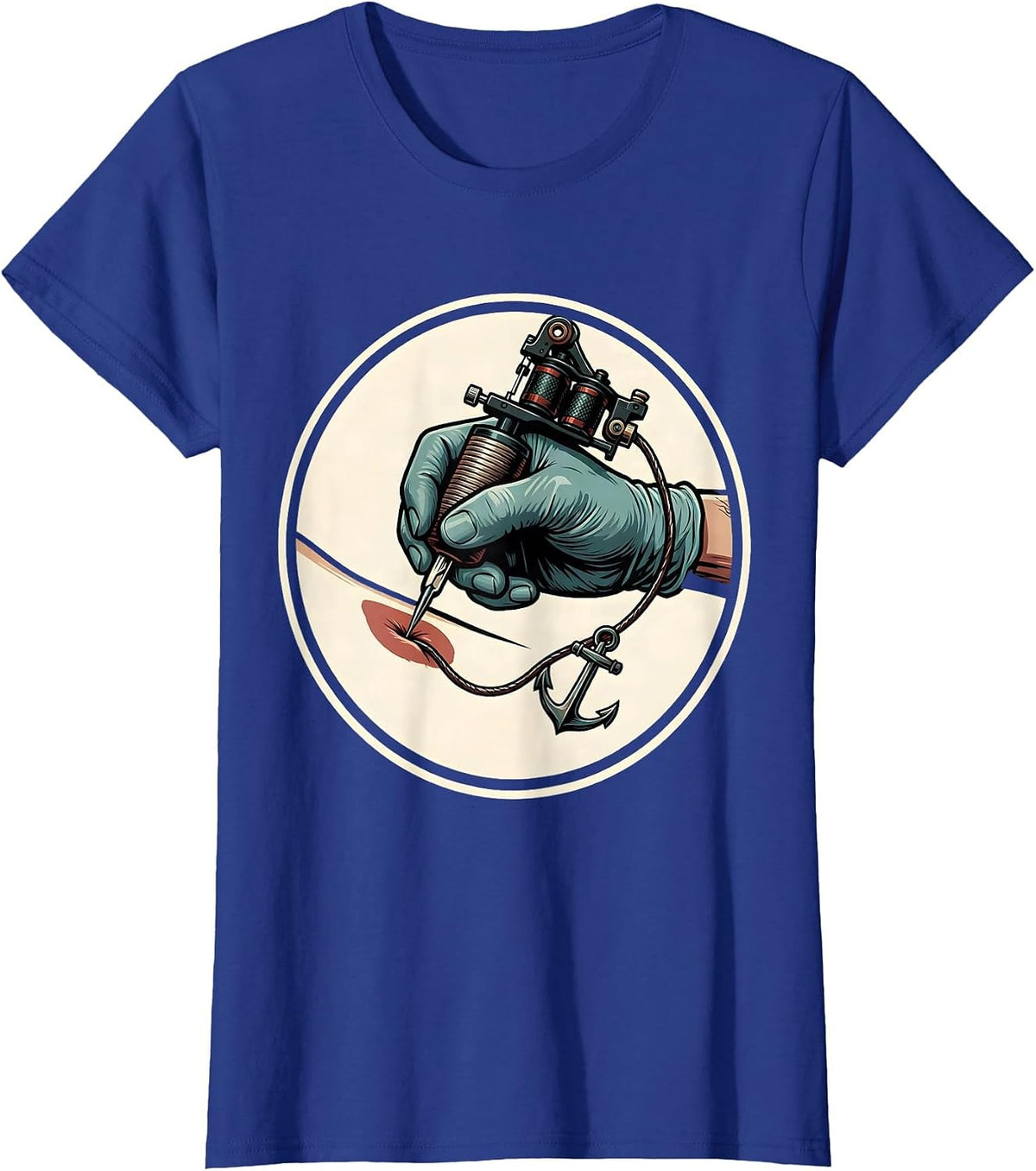 Women's Tattoo Machine Anchor Humor Tattoo Artist Gift T-Shirt - Royal Blue