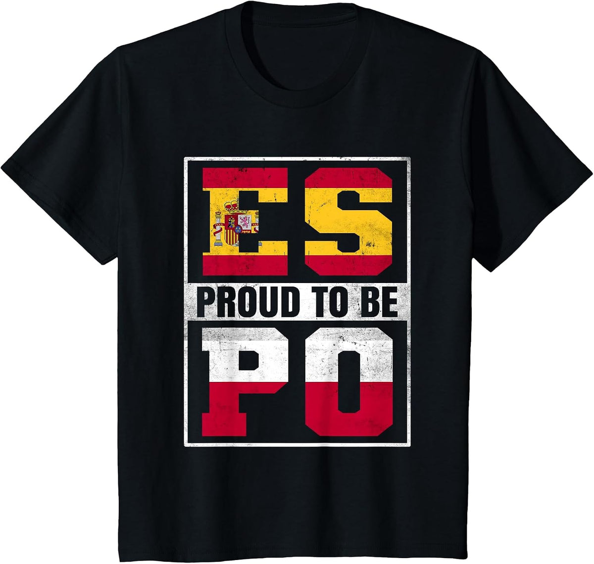 Proud Spanish Polish Mix Polska Spain and Poland Heritage T-Shirt - Black